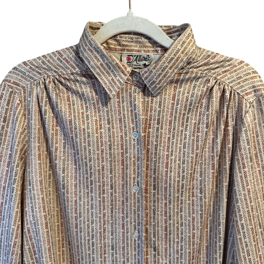 Vintage D’Allairds 80s 90s Button-Up Blouse Size L Retro Office Lightweight - Picture 8 of 13
